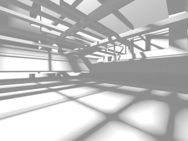 Beyaz Modern Arkaplan. Soyut Bina Konsepti. 3d Hazırlama