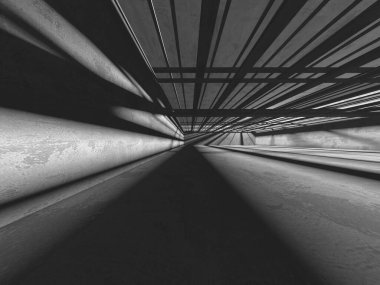 Dark Beton Duvar Mimarisi. Boş Oda. 3d Görüntüleme