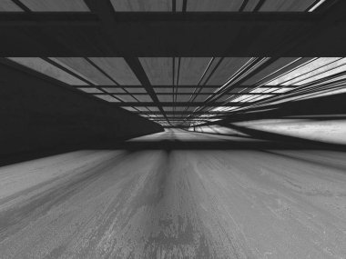 Dark Beton Duvar Mimarisi. Boş Oda. 3d Görüntüleme