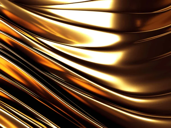 Золотой Абстрактный Волнообразный Фон Трехмерная Иллюстрация — стоковое фото