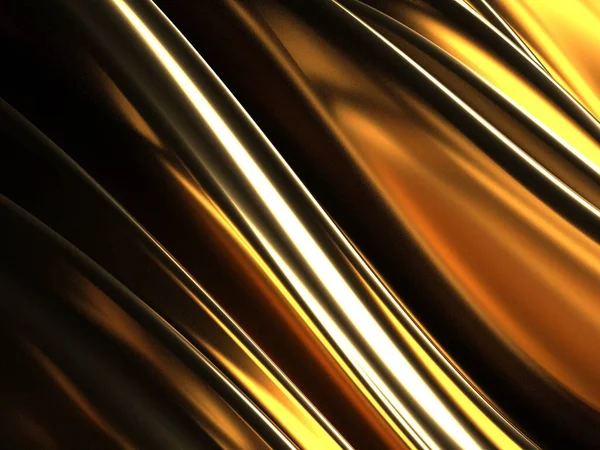 Fundo Líquido Ondulado Abstrato Dourado Renderizar Ilustração — Fotografia de Stock