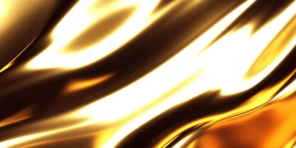 Golden Abstract Wavy Liquid Background Render Illustration — Stock Photo, Image