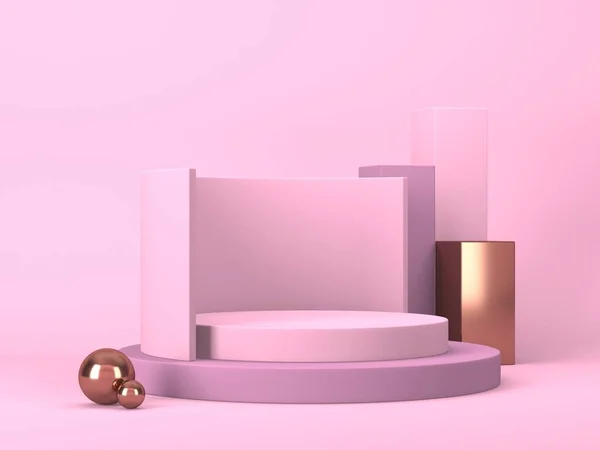 Fondo Geométrico Abstracto Color Rosa Geometría Forma Podio Maqueta Para —  Fotos de Stock