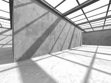 Soyut mimari arka plan. İçi boş beton döşeme. 3d hazırlayıcı