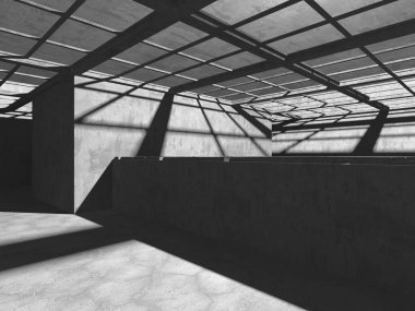 Soyut mimari arka plan. İçi boş beton döşeme. 3d hazırlayıcı