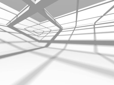 Soyut Beyaz Mimari Tasarım Konsepti. 3d Görüntüleme