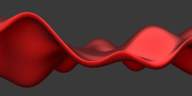 Kırmızı yumuşak dalgalar. Lüks, soyut bir arka plan. 3d hazırlayıcı