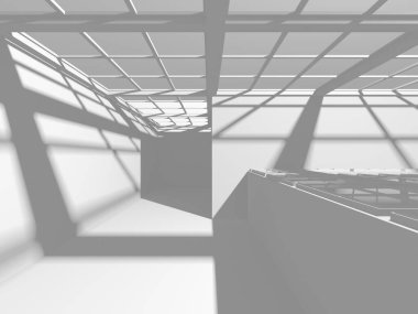 Beyaz Modern Arkaplan. Soyut Bina Konsepti. 3d Hazırlama