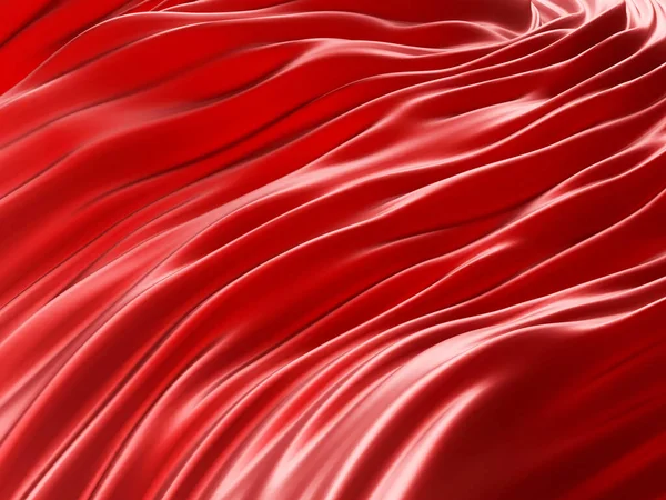 Ondas Rojas Suaves Fondo Abstracto Lujo Renderizar —  Fotos de Stock