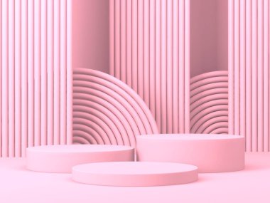 Kozmetik ürün sunumu için boş bir vitrin. En az olay yeri. Reklamcılık arka plan oluşturur. 3d hazırlayıcı