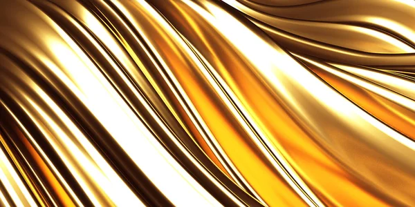Gouden Abstracte Golvende Vloeibare Achtergrond Illustratie Weergeven — Stockfoto
