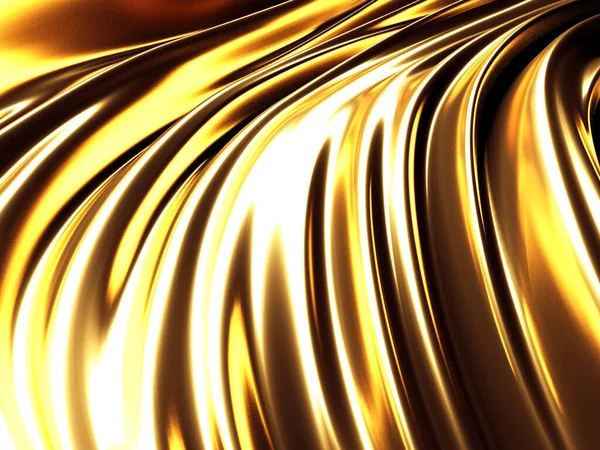 Fondo Líquido Ondulado Abstracto Dorado Ilustración Renderizado — Foto de Stock