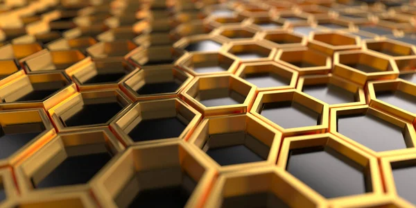 Altıgen şekilli altın bal peteği deseni modern tasarım kavramları ve arka planlar için uygundur. 3d hazırlayıcı.
