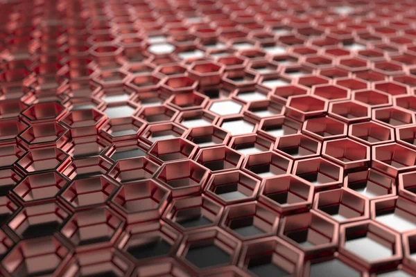 Modern tasarım 3d görüntüleme için kırmızı altıgenli geometrik bal peteği deseni.