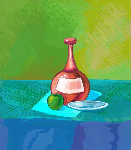Academic Still Life Color Drawing Red Jug — Stock Photo, Image