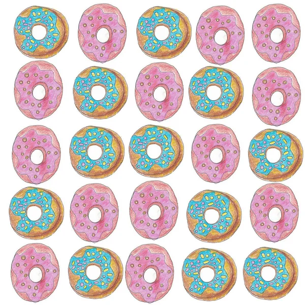 Collage de rosados coloridos y donas azules — Foto de Stock