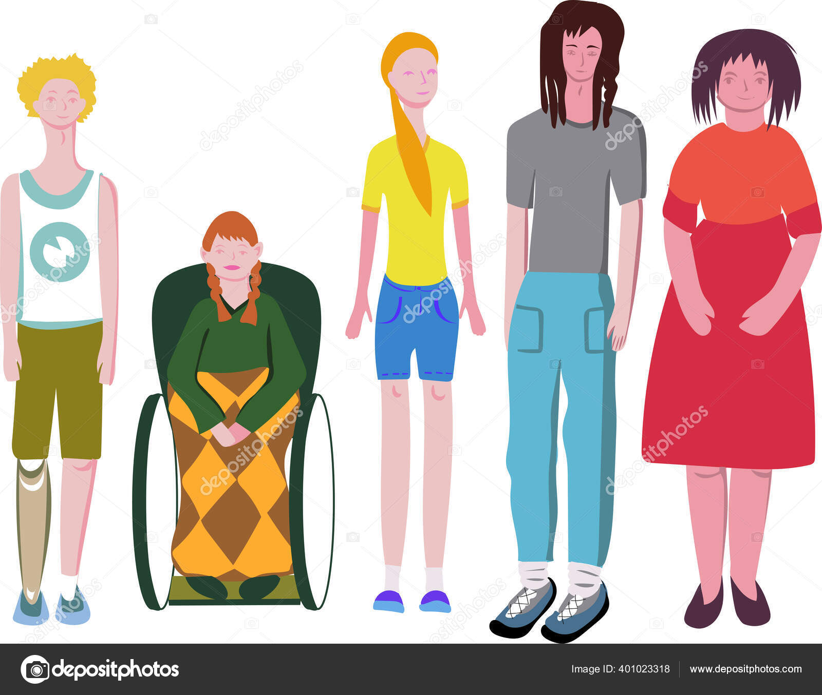 Vektor Clipart Dari Sekelompok Orang Dengan Disabilitas Prostheses Kursi Roda Atau Sehat Stok Vektor C Alexia82 401023318
