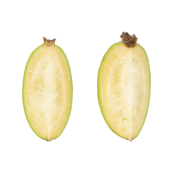 Frutos Feijoa Verde Aislados Sobre Fondo Blanco Nombre Científico Acca —  Fotos de Stock