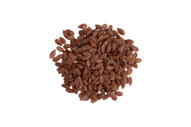 Beyaz arka planda izole keten tohumu, üst manzara, sağlıklı yiyecekler