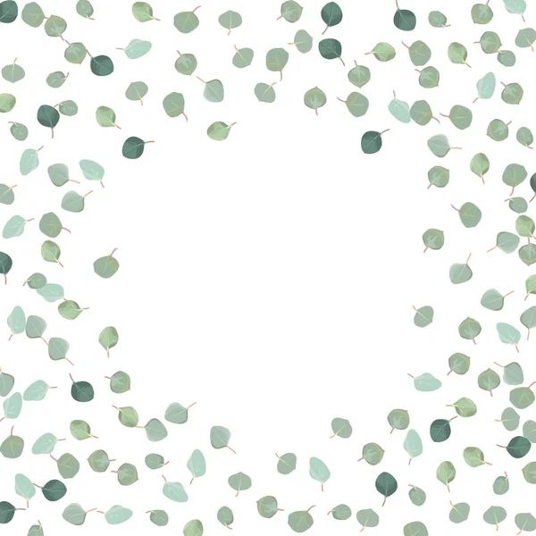 Dólar de plata eucalipto hojas vector diseño marco — Vector de stock