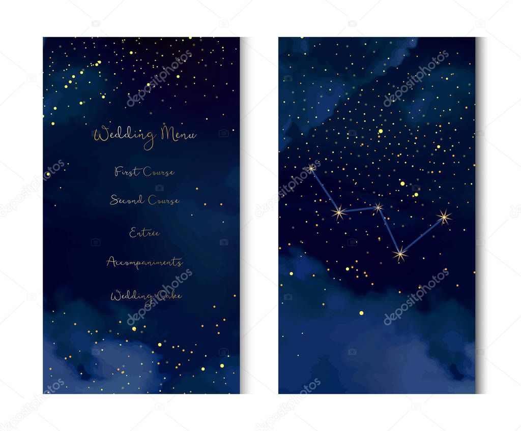 Magic night dark blue sky with sparkling stars vector vertical b
