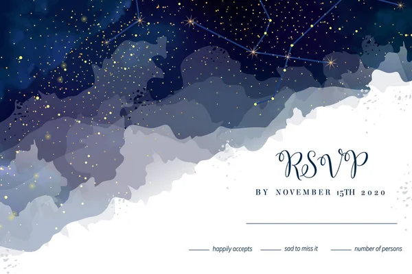 Vektör düğün rs sihirli gece karanlık mavi gökyüzü ile parlayan yıldız — Stok Vektör