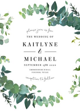 Bitkisel davet basit vektör dikey çerçeve