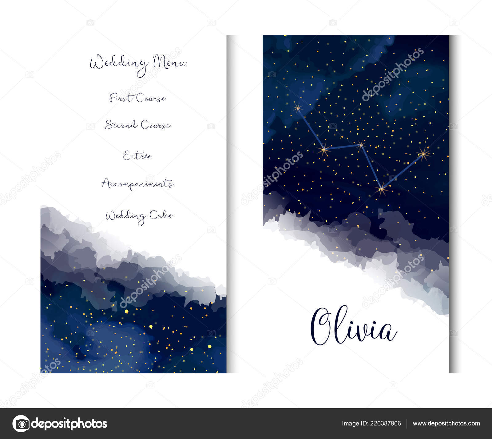 Magic Night Dark Blue Sky With Sparkling Stars Vector Vertical B