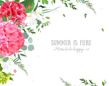 Yaz çiçek vektör tasarımı yatay çerçeve