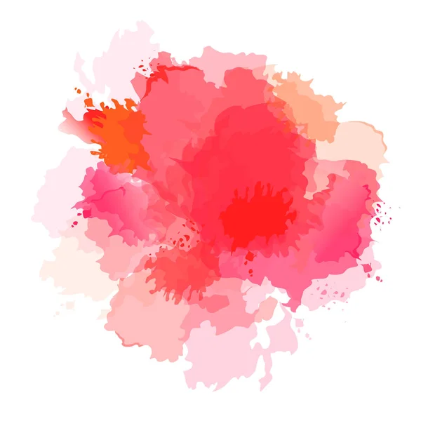 Coral, fucsia rosa, rojo, naranja salpicadura vector acuarela — Vector de stock