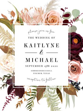 Yaprak ve çiçek tanzimi kare çiçek etiketi çerçeve.