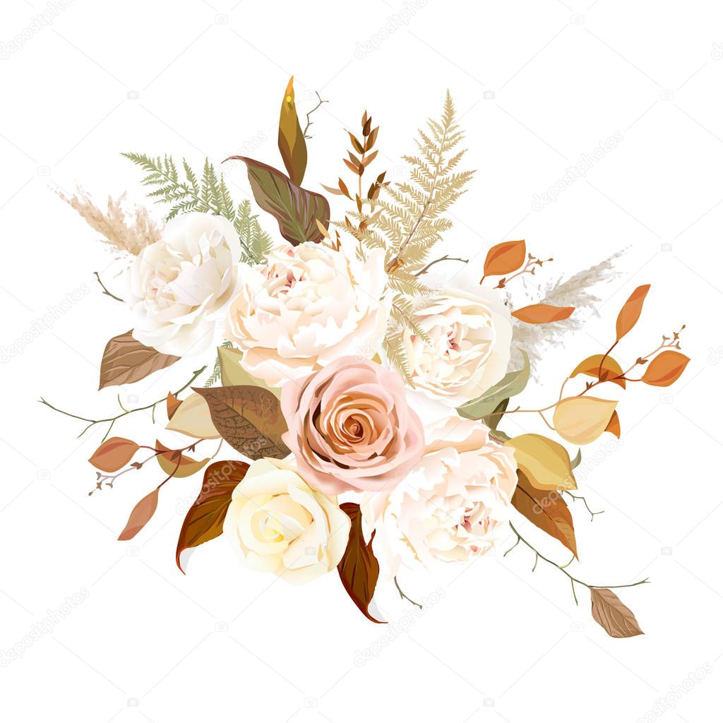 Moody boho chic wedding vector bouquet.