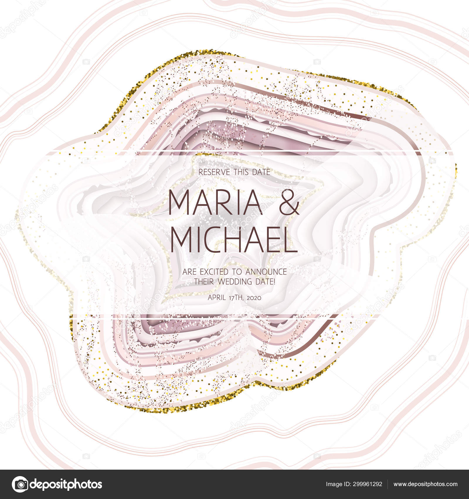 Rose Quartz Crystal Geode Horizontal Vector Frame Stock
