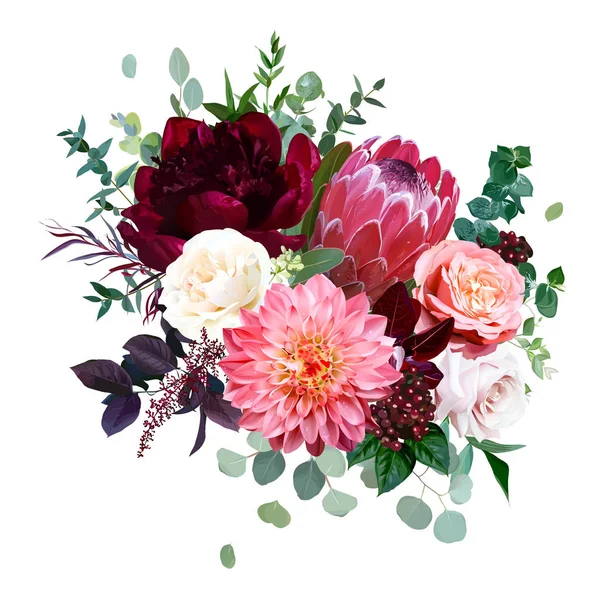 Luxury fall flowers vector bouquet — Stock Vector