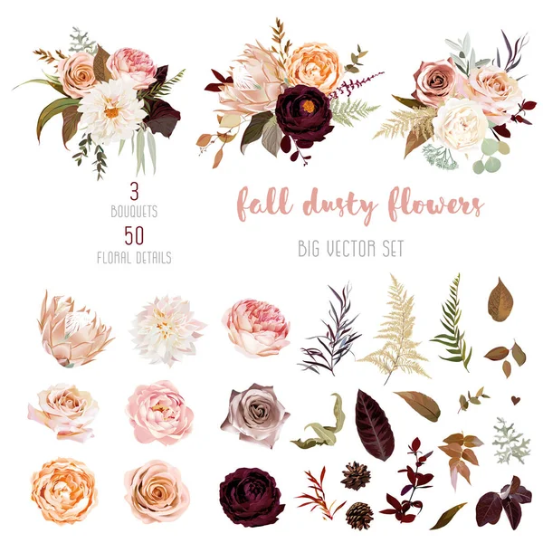 Aquarelle style pastel floral grande collection vectorielle — Image vectorielle