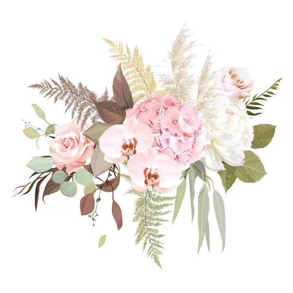 豪華なベージュトレンディーなベクトルデザインの花の花束 — ストックベクタ