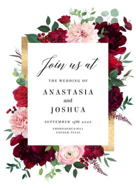 Klasik lüks kırmızı güller, marsala karanfili, şakayık, böğürtlen, ranunculus