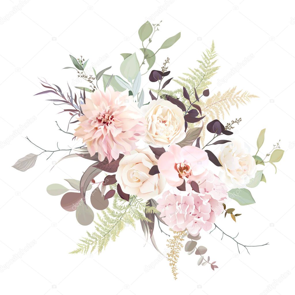 Luxurious beige trendy vector design floral bouquet
