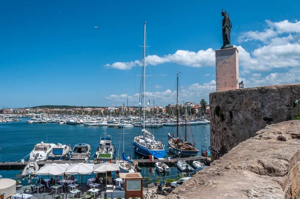 Statue Madonna Stella Maris Port Alghero — Stock Photo, Image