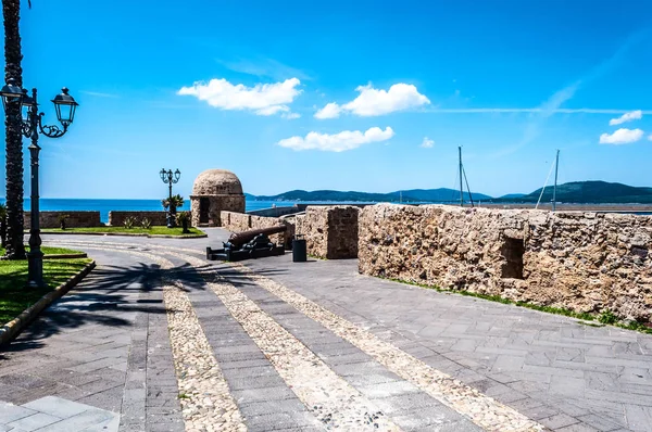 pedestrian area on the ramparts of Alghero - Sardinia in a sunny day of spring