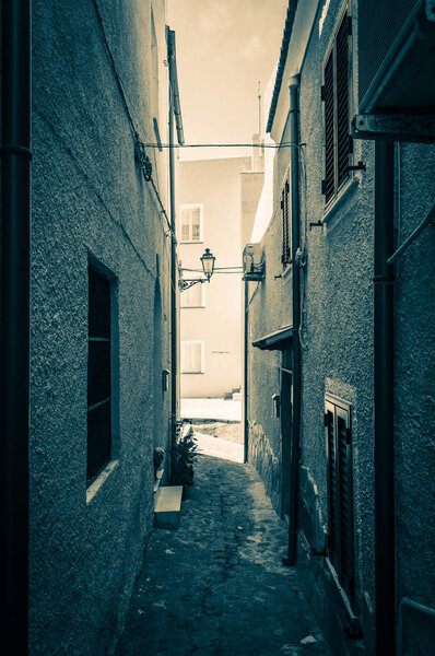 The beautiful alley of castelsardo old city - sardinia - italy