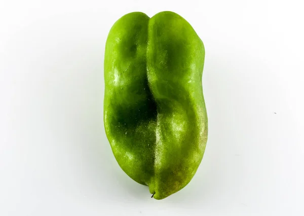 Closeup Isolated Green Pepper White Background — Stock Photo, Image