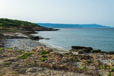 Görünümü, Sardunya Plajı, Le Bombarde, Alghero, yakınındaki summero sabahın erken saatlerinde