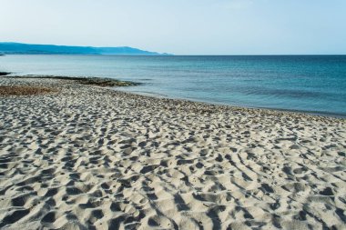 Görünümü, Sardunya Plajı, Le Bombarde, Alghero, yakınındaki summero sabahın erken saatlerinde