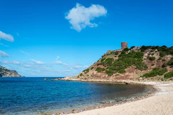 View Sardinian Coast Beach Porticciolo Alghero Cloudy Morning Summer — Stock Photo, Image