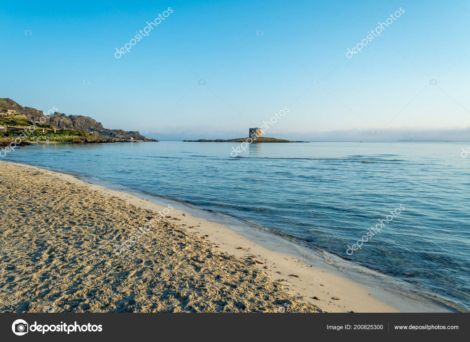 Lever Soleil Sur Plage Pelosa Dans Ville Stintino Sardaigne