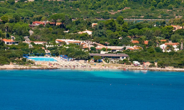 stock image View of the sardinian Pischina Salida beach from the coast of Capo Caccia