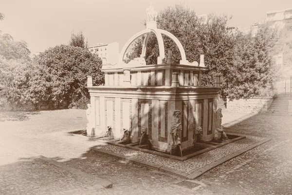 Old Photo Ancient Fountain Rosello Sardinian City Sassari — Stock Photo, Image