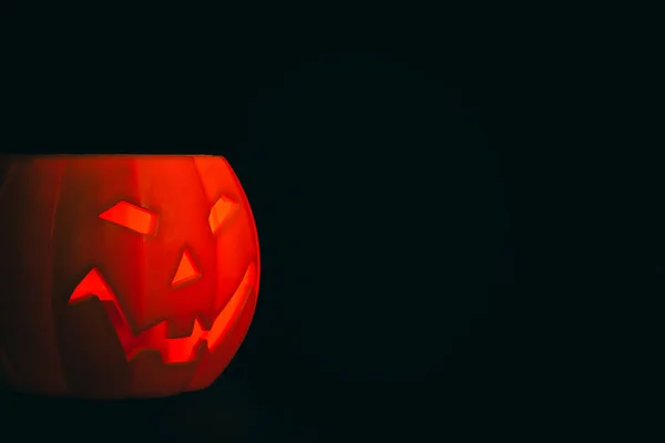 Calabaza Halloween Naranja Aislada Sobre Fondo Negro — Foto de Stock