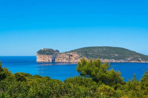 Sardunya'da Capo Caccia sahilinin manzarası
